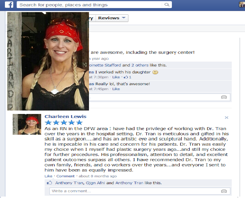 Charlene Lewis, Facebook Testimonials, Dr. Tran